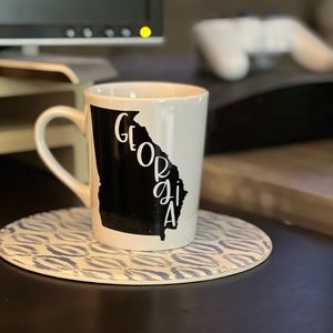Georgia State Outline Mug // 12 oz ceramic mug with black permanent vinyl design